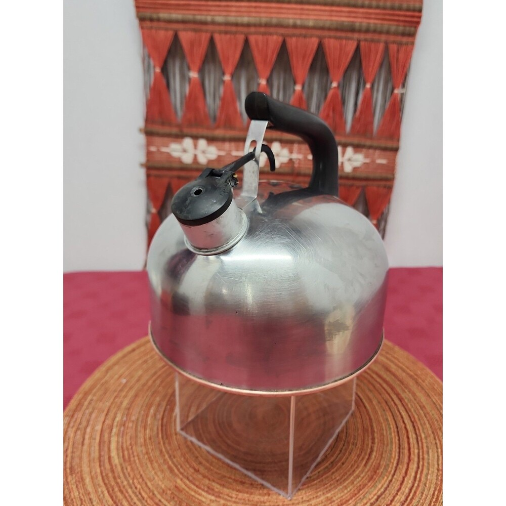 Vintage Revere Ware 1801 Copper Bottom Whistling Teapot 1980's Rome NY